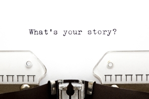 what's your story? old typewriter pic for copywriting and blogging home page